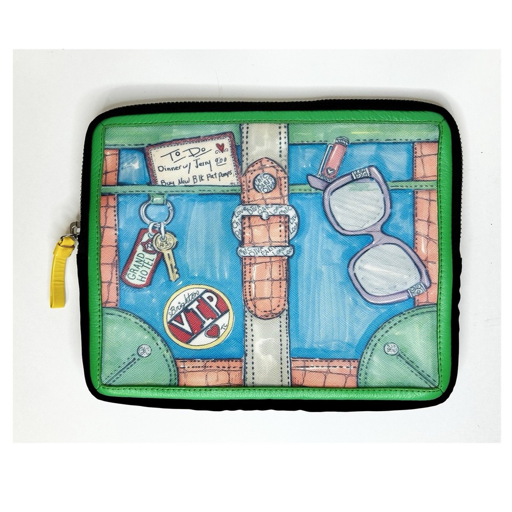 Brighton Tom Clancey Grand Hotel iPad Tablet Sleeve Padded Green Black Zipper